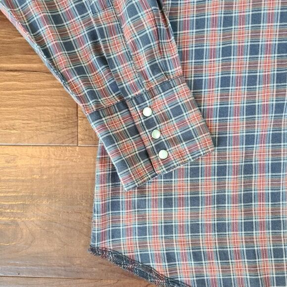 VTG Frontier Shirt Mens XL Retro Country Pearl Snap Plaid Western Cowboy Grandpa - Picture 5 of 12